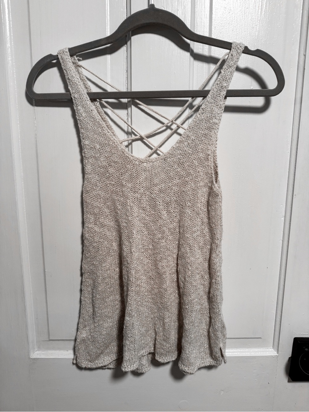 American Eagle Outfitters Beige/Cream Crisscross Back Knit Tank